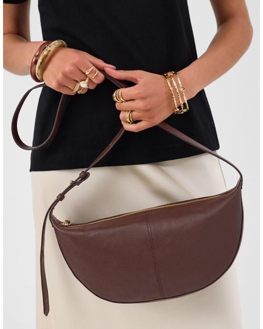 Accessorize Brown Leather Sling Crossbody Bag