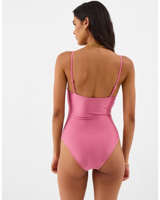 Accessorize Pink Bead Detail V-Neck Swimsuit
