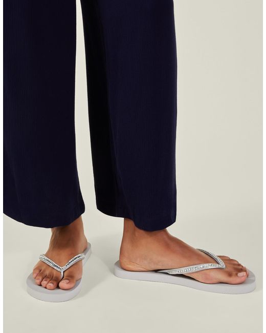 Accessorize Natural Crystal Embellished Flip Flops