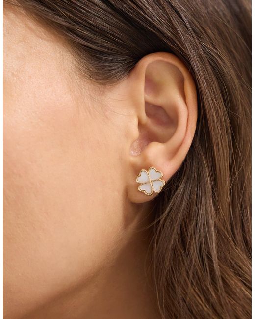 Accessorize Natural Lucky Clover Stud Earrings