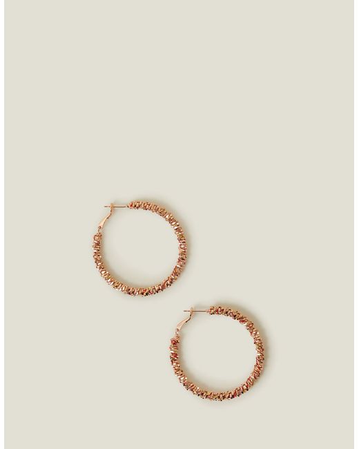 Accessorize Natural Women's Gold Twisted Bead Hoops