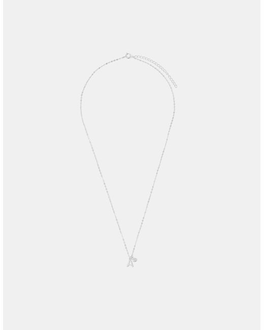 Accessorize Brown Sterling Stone Initial Pendant Necklace