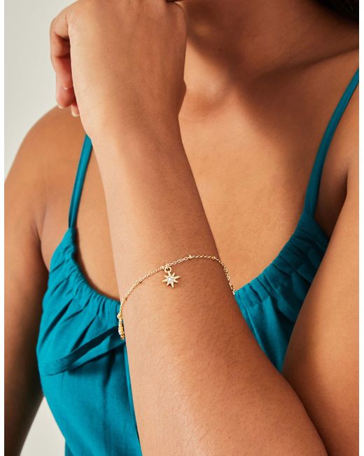 Accessorize Metallic Women's Gold Starburst Station Bracelet