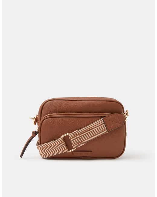Accessorize Brown Dina Double Zip Crossbody Bag