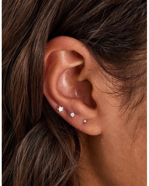 Accessorize White 3-Pack Sterling Star Stud Earrings