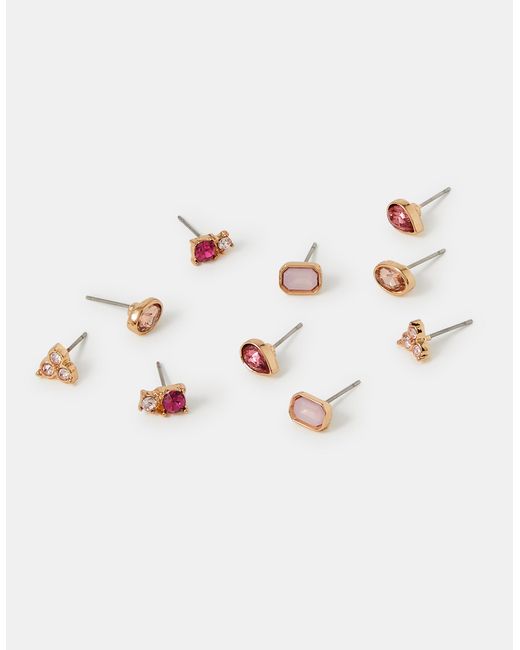 Accessorize Brown 5-Pack Gemstone Stud Earrings