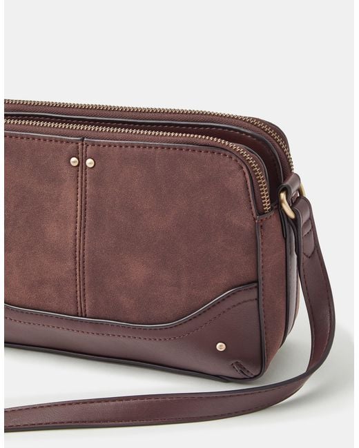 Accessorize Purple Classic Double Zip Crossbody Bag