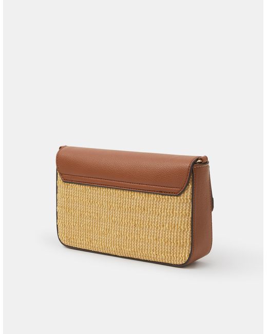 Accessorize Natural Twistlock Raffia Crossbody Bag