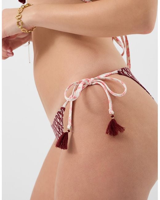 Accessorize Brown Floral Tie Side Bikini Bottoms