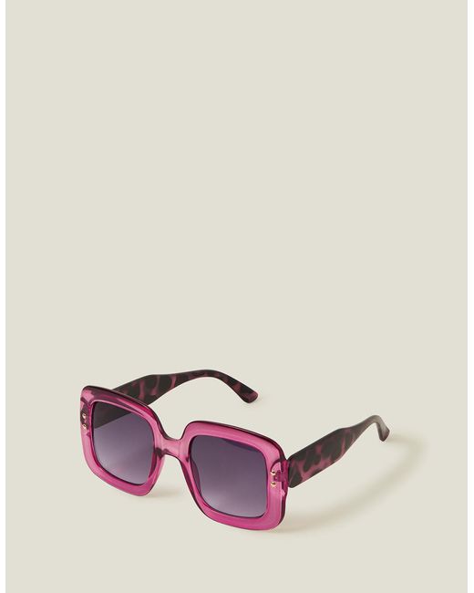 Accessorize Pink Oversized Crystal Square Sunglasses