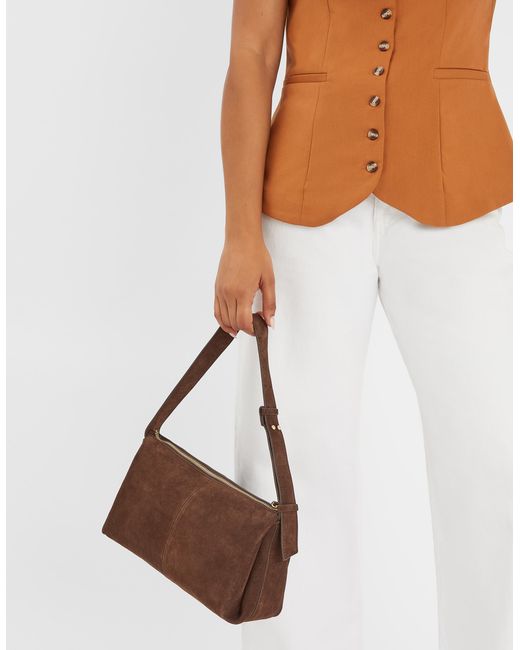 Accessorize Brown Suede Shoulder Bag
