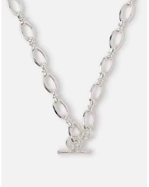 Accessorize White Sterling-Plated Knot Chain T-Bar Necklace