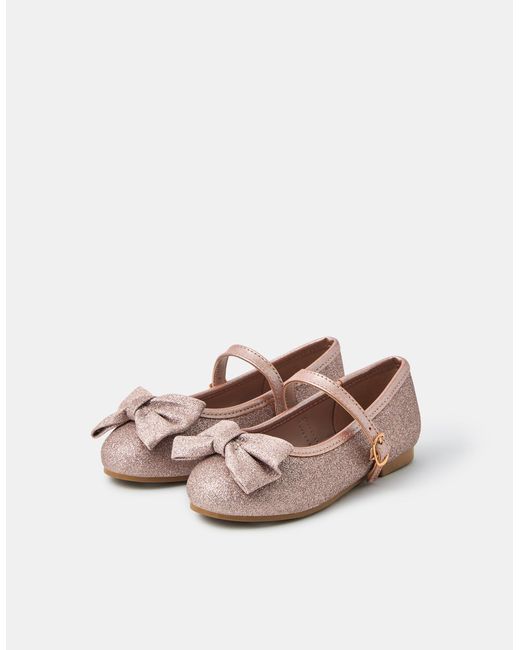 Accessorize Pink Bow Glitter Ballet Flats