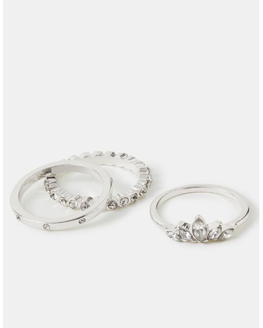Accessorize Blue 3-Pack Diamanté Stacking Rings