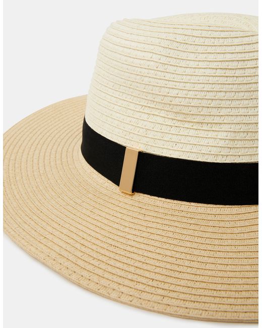 Accessorize White Straw Fedora Hat