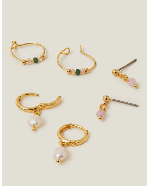 Accessorize Metallic 3-Pack 14Ct-Plated Pearl Earring Set