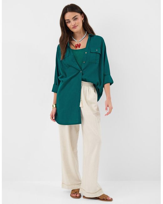 Accessorize Green Lace Trim Beach Cover Up Shirt