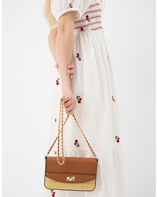 Accessorize Natural Twistlock Raffia Crossbody Bag