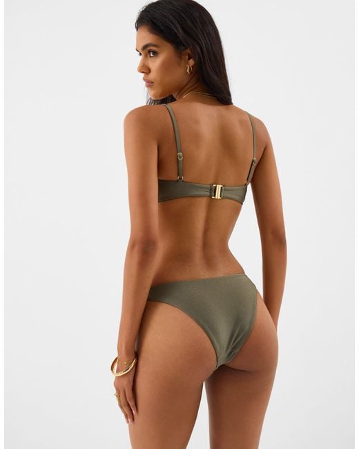 Accessorize Brown Twist Front Beaded Strap Bikini Top