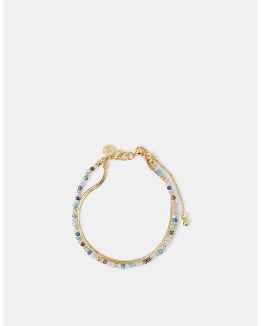 Accessorize Natural 14Ct-Plated Beaded Layered Bracelet