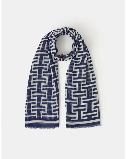 Accessorize Blue Lightweight Geometric Print Scarf