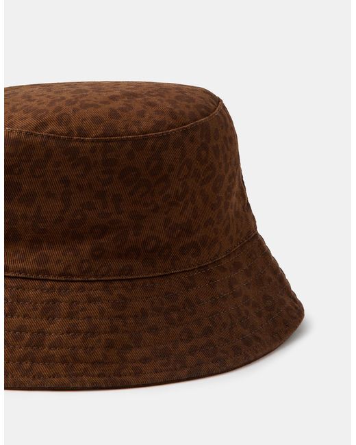 Accessorize Brown Leopard Print Bucket Hat