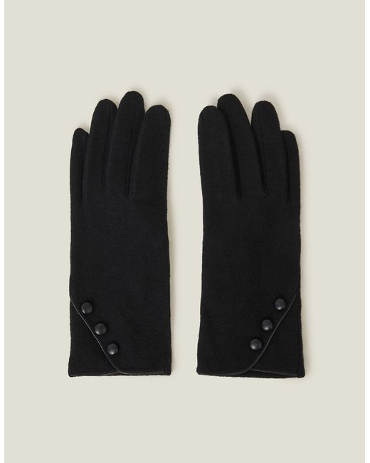 Accessorize Black Touchscreen Button Gloves