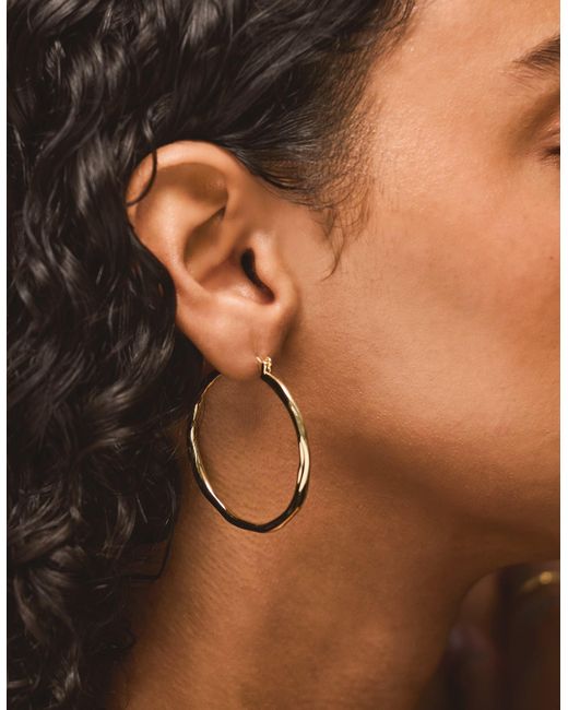 Accessorize Natural 14Ct-Plated Molten Hoop Earrings