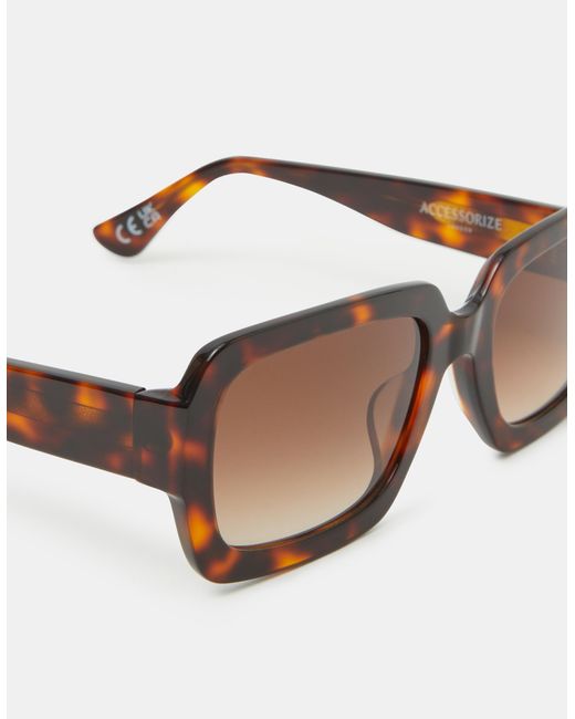 Accessorize White Acetate Tort Rectangle Sunglasses