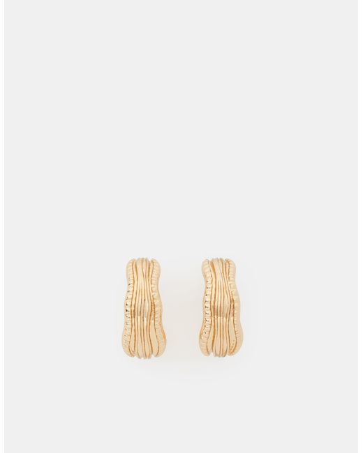 Accessorize Natural Mini Molten Texture Hoop Earrings