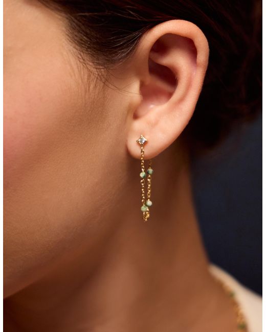 Accessorize White 14Ct-Plated Aventurine Chain Drop Earrings