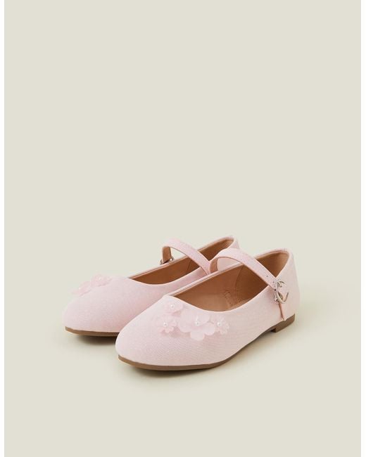 Accessorize Natural Flower Glitter Strappy Ballet Flats
