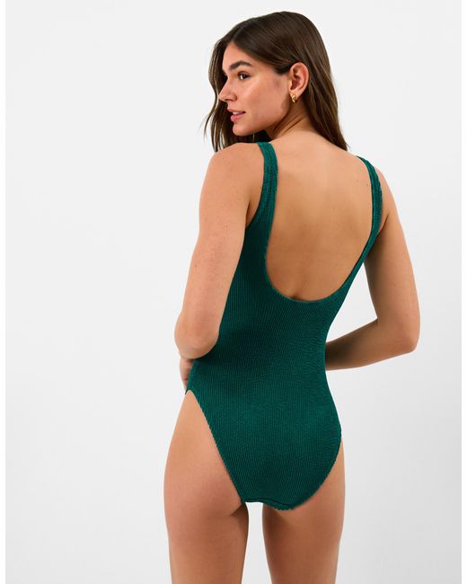 Accessorize Green Strap Detail Crinkle Textured Swimsuit