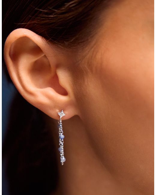 Accessorize White Sterling-Plated Quartz Chain Stud Earrings
