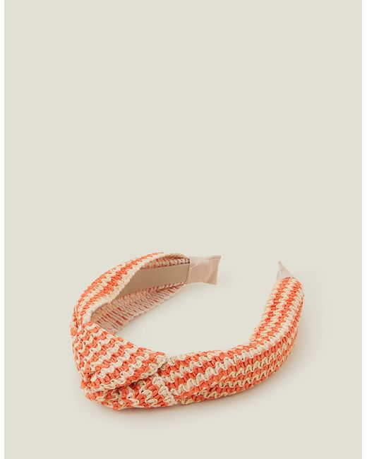 Accessorize Pink Women's Orange Stripe Raffia Headband