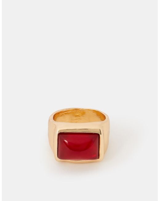 Accessorize Brown Rectangular Gem Ring