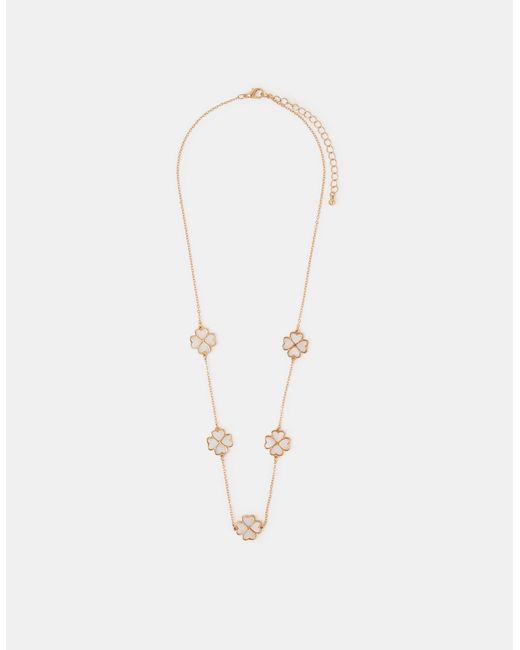 Accessorize White Lucky Clover Station Necklace
