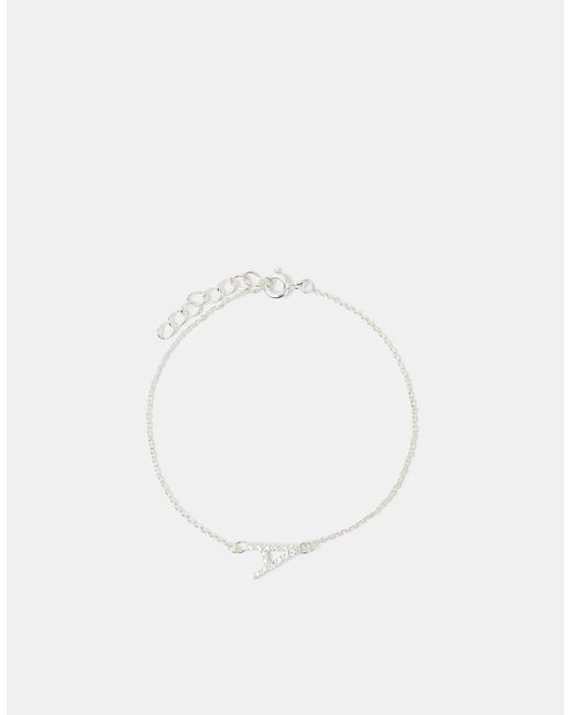 Accessorize Natural Sterling Sparkle Initial Bracelet