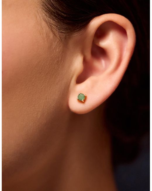 Accessorize Metallic 14Ct-Plated Aventurine Stud Earrings
