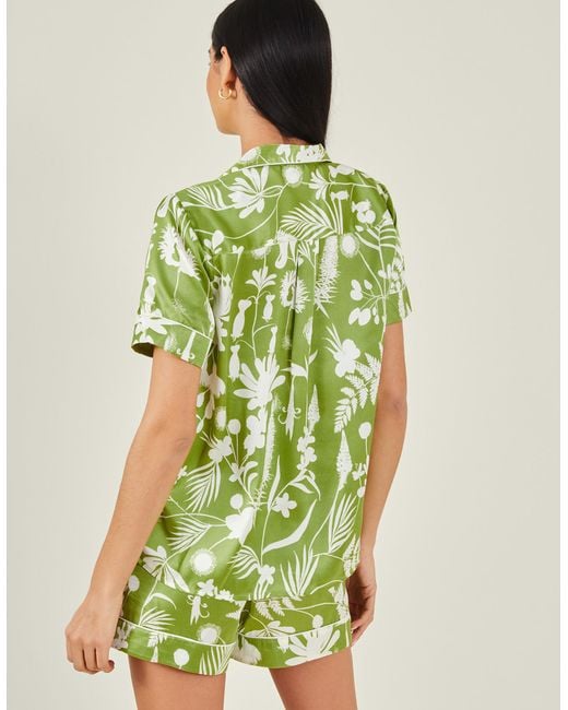 Accessorize Women's Floral Satin Pyjama Set Green