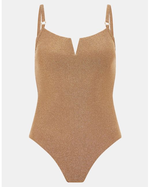 Accessorize Brown V-Front Shimmer Swimsuit
