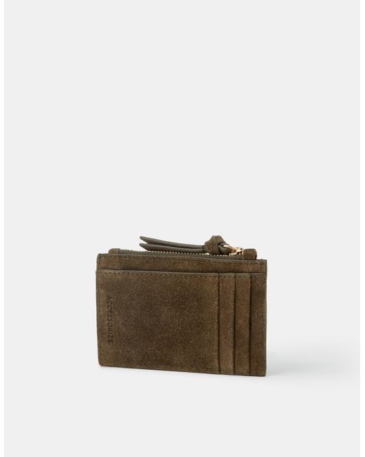 Accessorize Brown Suede Card Holder