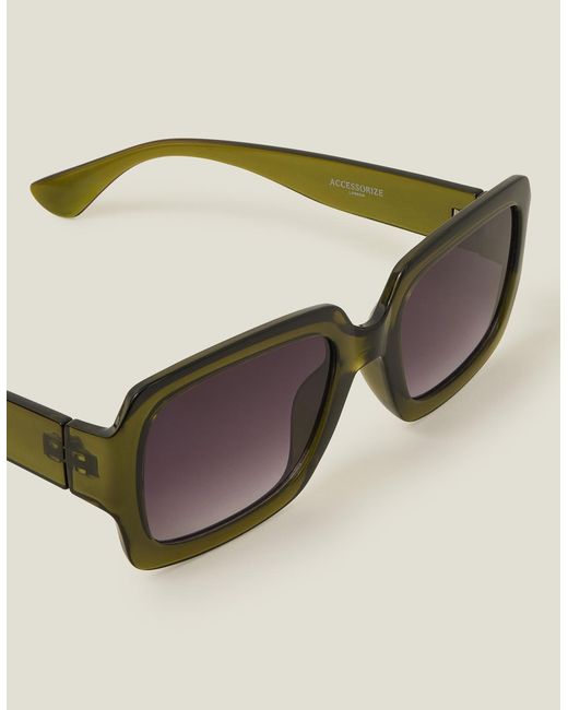 Accessorize Natural Chunky Rectangle Sunglasses