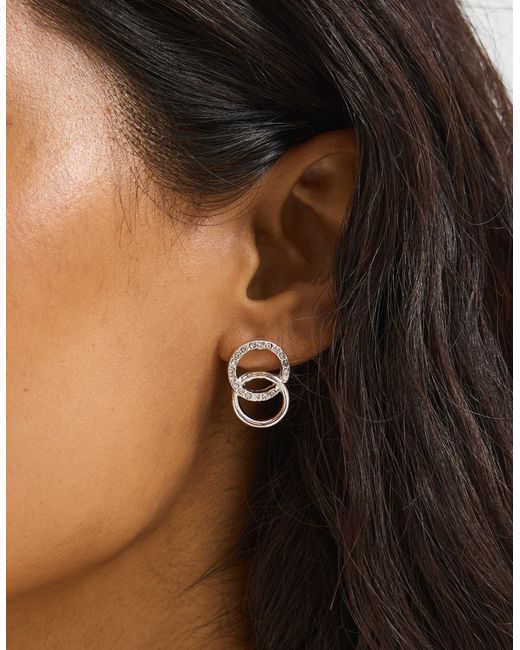 Accessorize White Infinity Pavé Drop Earrings