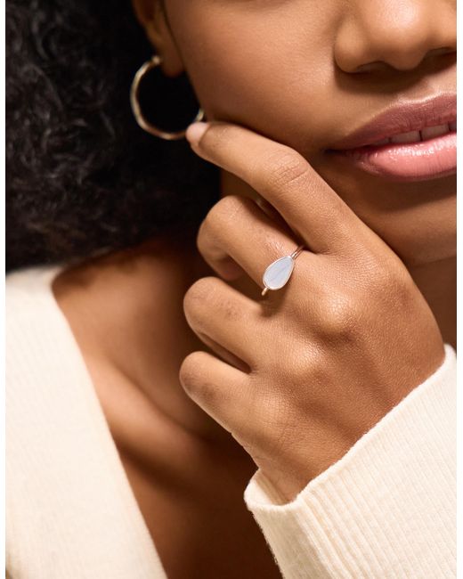 Accessorize Metallic Sterling-Plated Chalcedony Ring