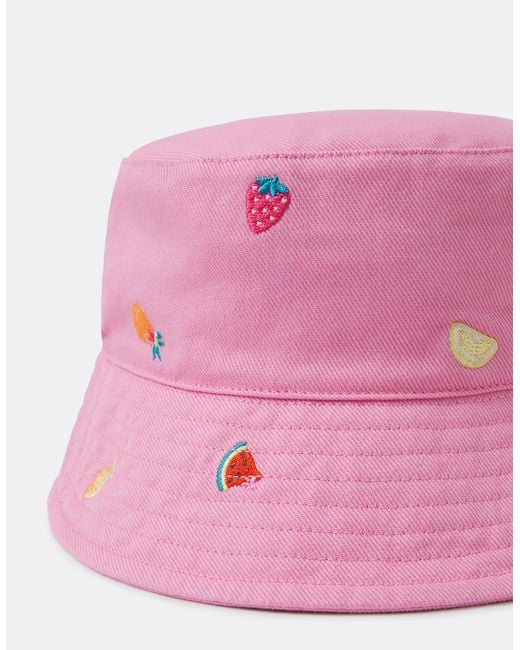 Accessorize Pink Fruit Embroidered Bucket Hat