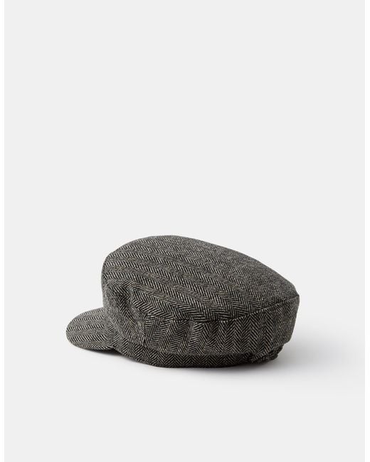 Accessorize Gray Herringbone Baker Boy Hat
