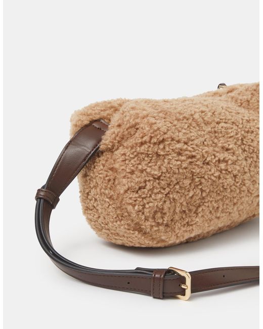 Accessorize White Faux Shearling Crossbody Bag