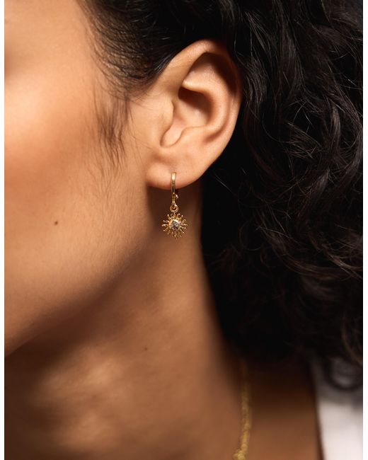 Accessorize Black 14Ct-Plated Sun Hoop Drop Earrings