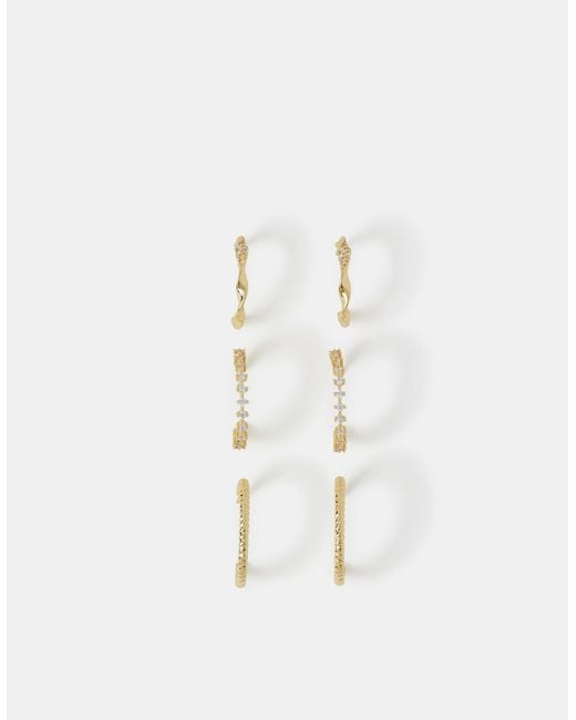Accessorize White 3-Pack 14Ct-Plated Twist Hoop Earrings